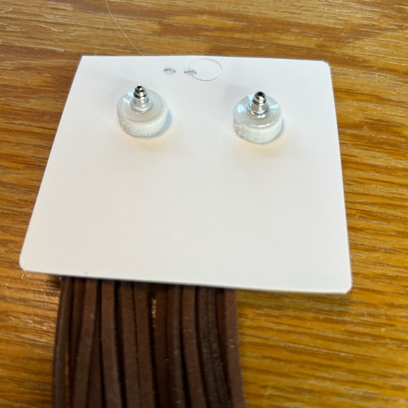 New 5” Western Boho Leather Cactus Post Turquoise Earrings - Picture 2 of 3